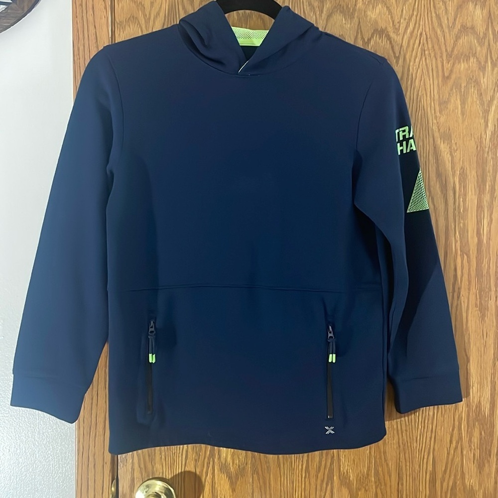 Xersion Boy Navy Blue/Neon Green Hoodie Size M